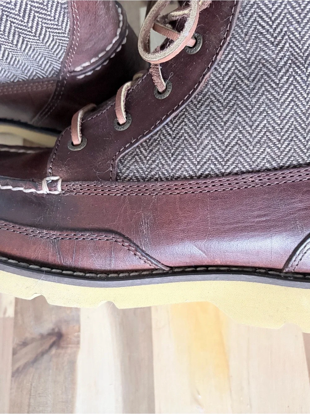 Sperry Top-Sider Men’s Leather & Herringbone Tweed Moc-Toe Boot Size 8